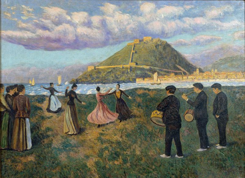 Basque Celebration (dance at El Antiguo, San Sebastián) (circa 1890). Darío de Regoyos. Public domain.